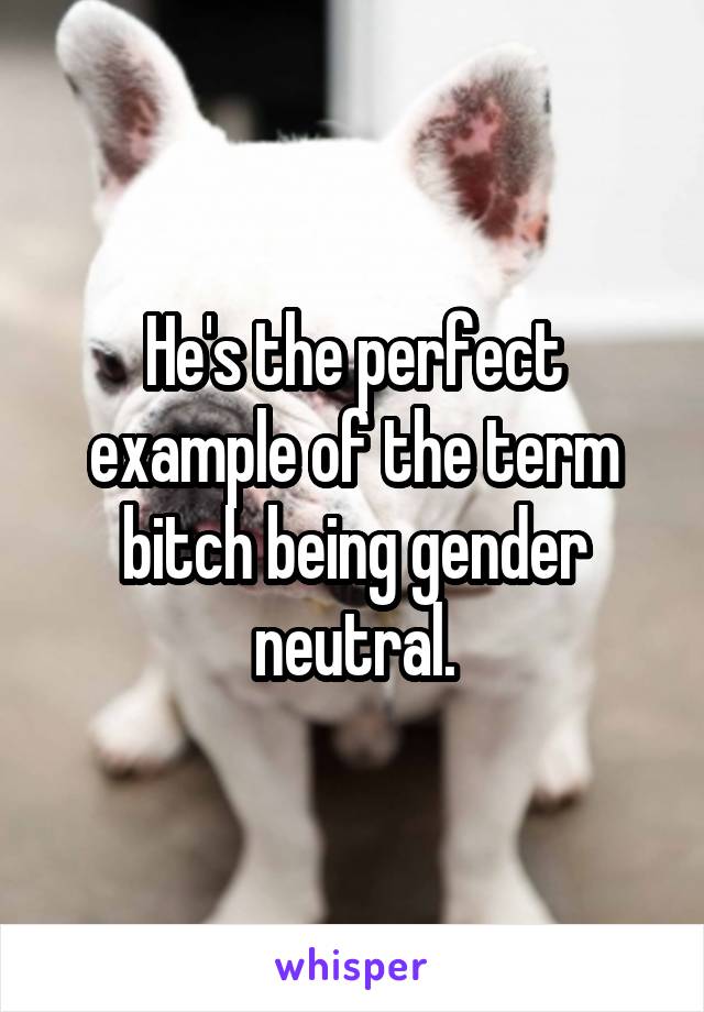 He's the perfect example of the term bitch being gender neutral.