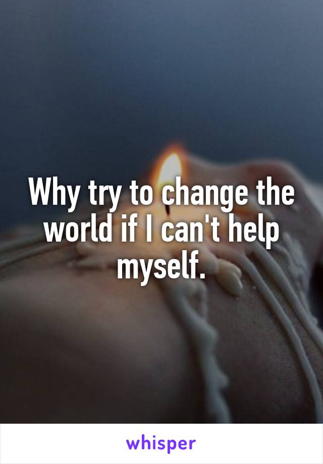 Why try to change the world if I can't help myself.