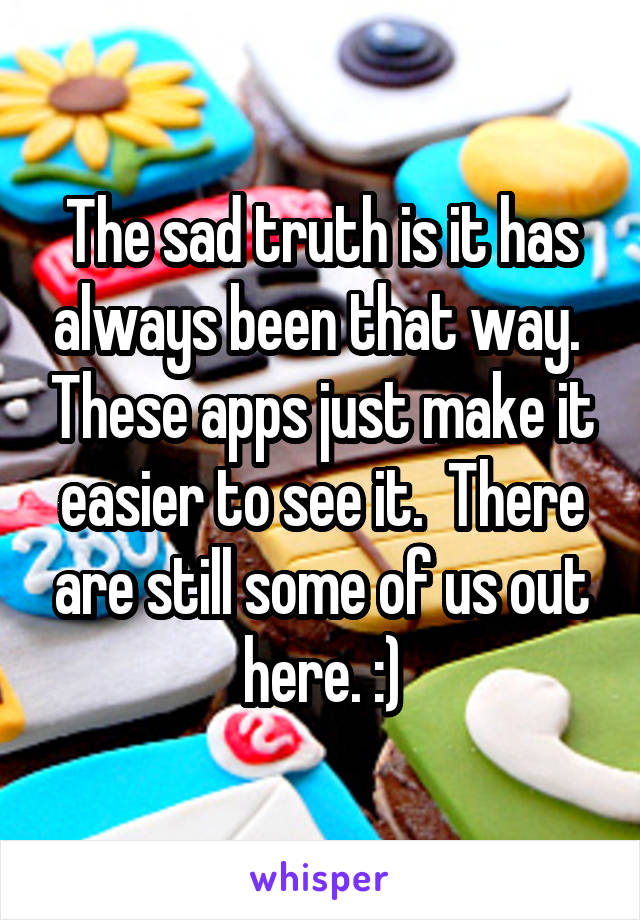 The sad truth is it has always been that way.  These apps just make it easier to see it.  There are still some of us out here. :)