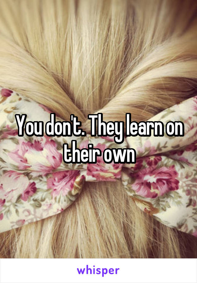 You don't. They learn on their own