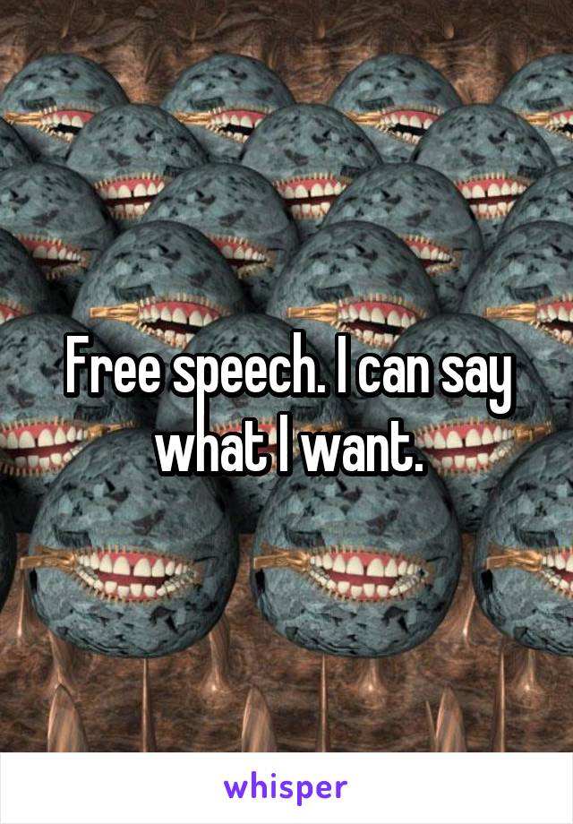 Free speech. I can say what I want.