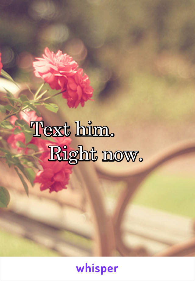 Text him.           Right now. 