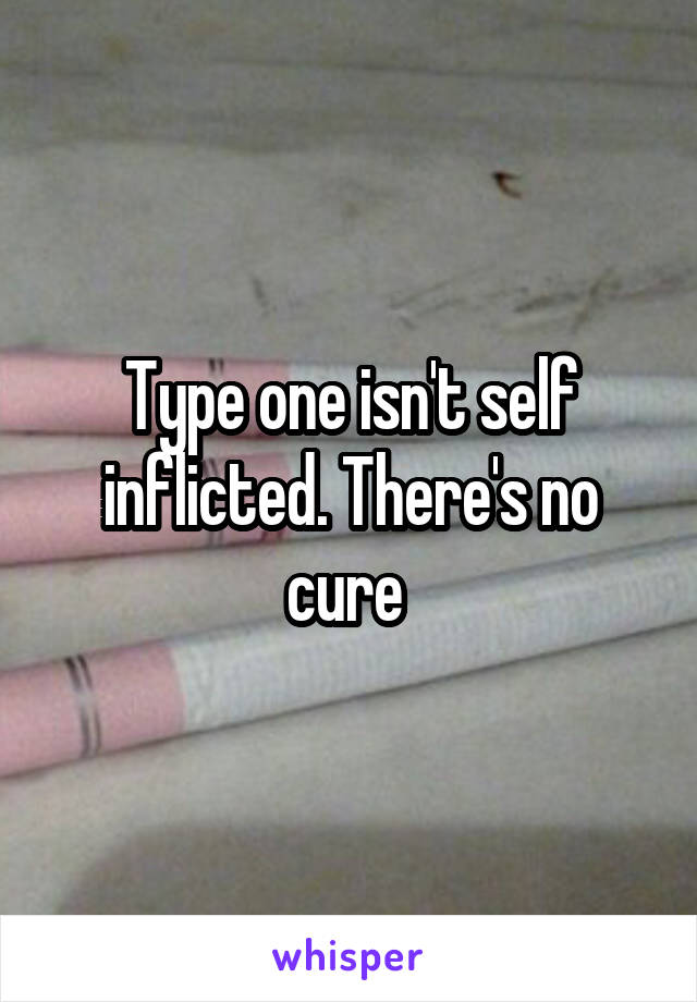 Type one isn't self inflicted. There's no cure 