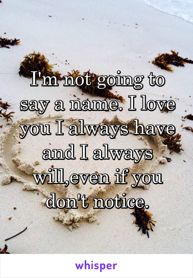 I'm not going to say a name. I love you I always have and I always will,even if you don't notice.