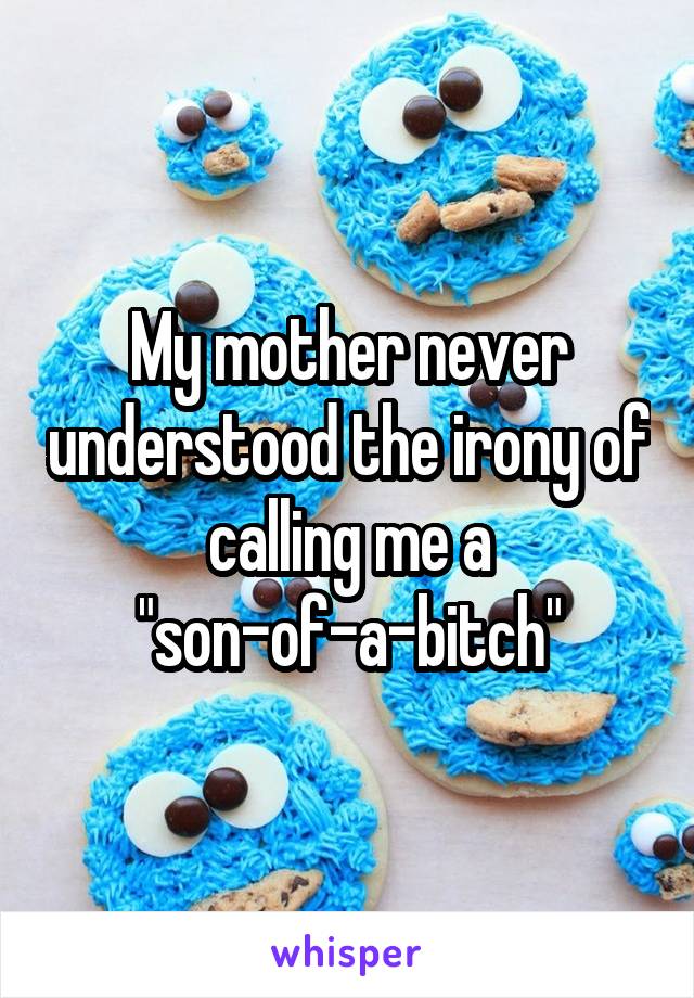 My mother never understood the irony of calling me a "son-of-a-bitch"
