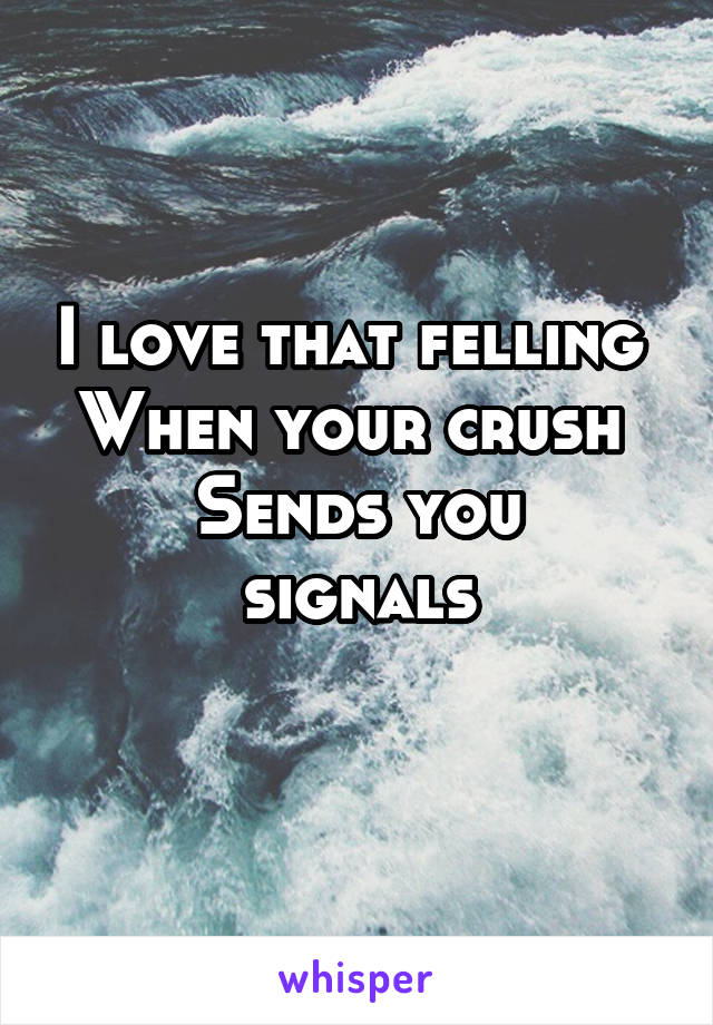 I love that felling 
When your crush 
Sends you signals
