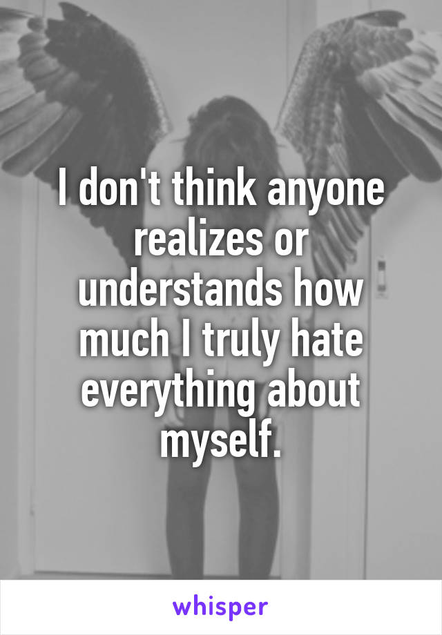 I don't think anyone realizes or understands how much I truly hate everything about myself.