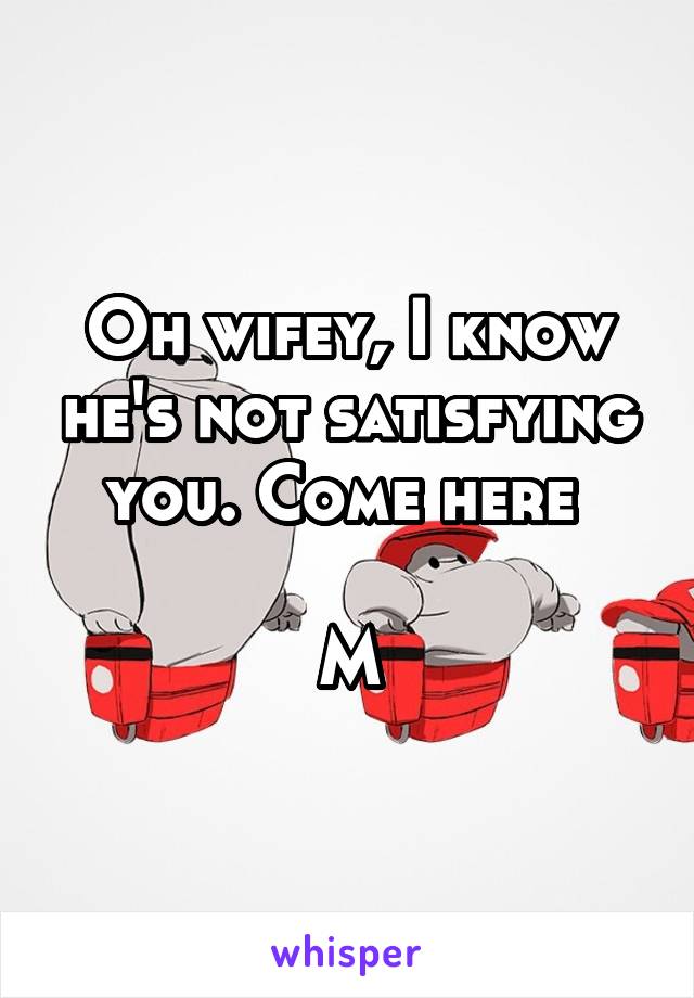 Oh wifey, I know he's not satisfying you. Come here 

M
