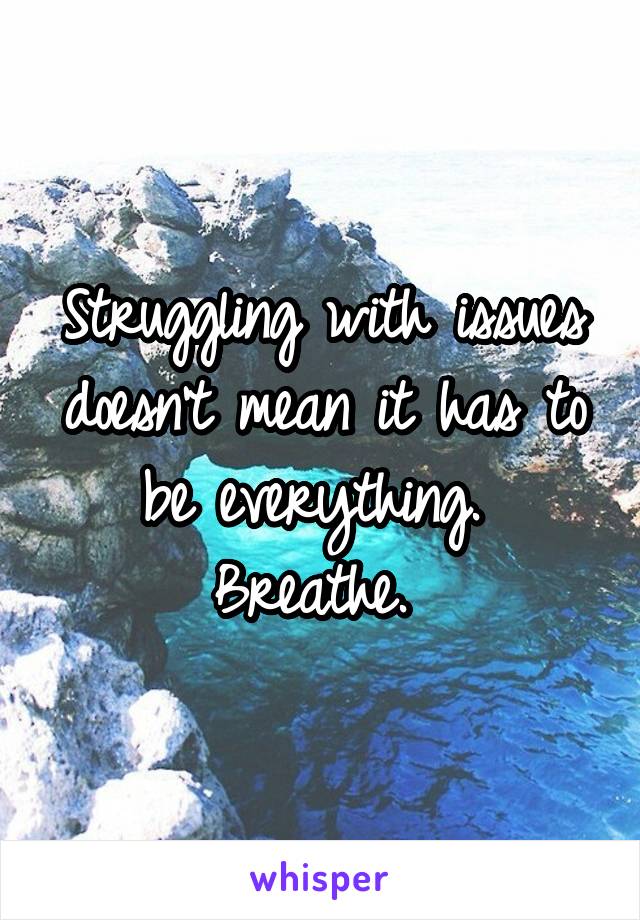 Struggling with issues doesn't mean it has to be everything. 
Breathe. 