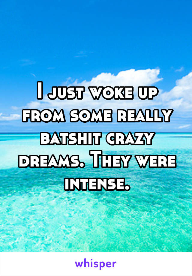 I just woke up from some really batshit crazy dreams. They were intense.
