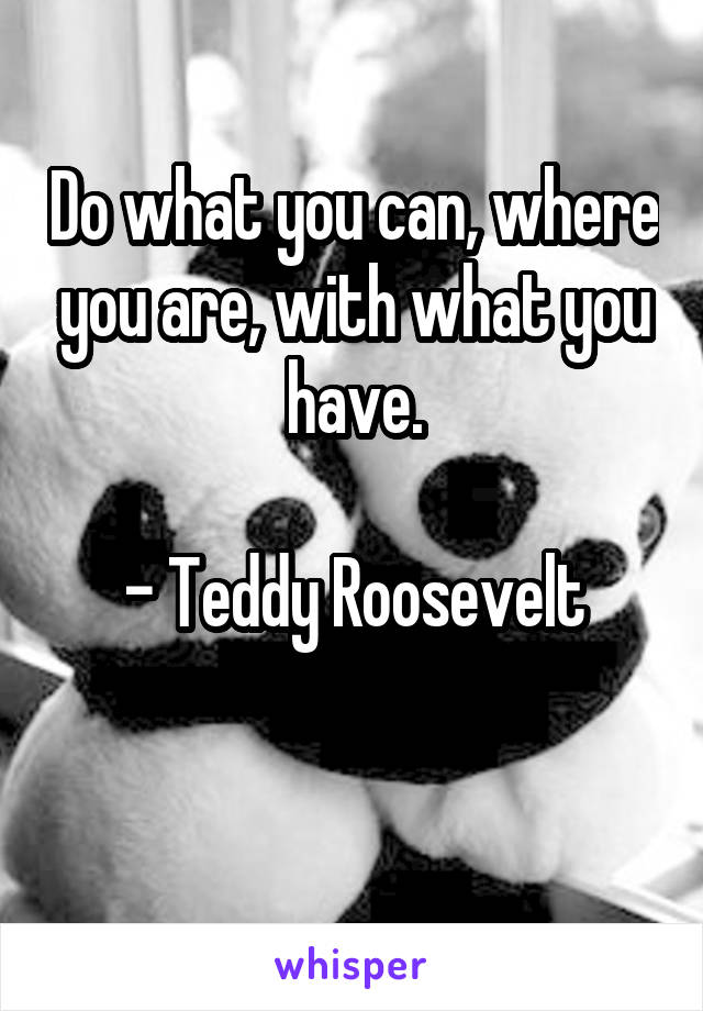 Do what you can, where you are, with what you have.

- Teddy Roosevelt

