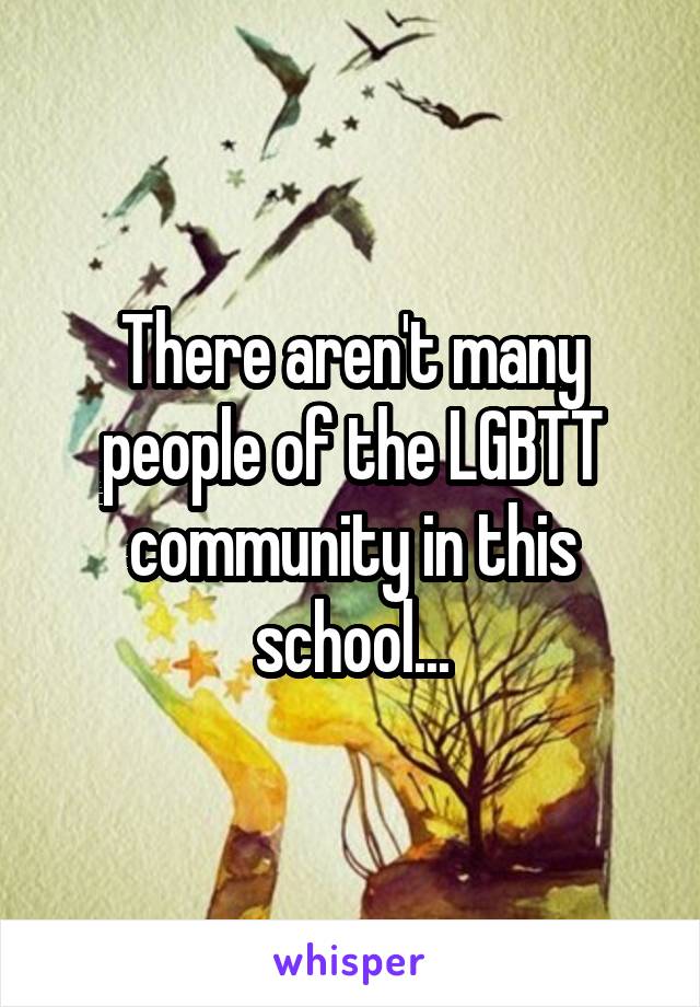 There aren't many people of the LGBTT community in this school...