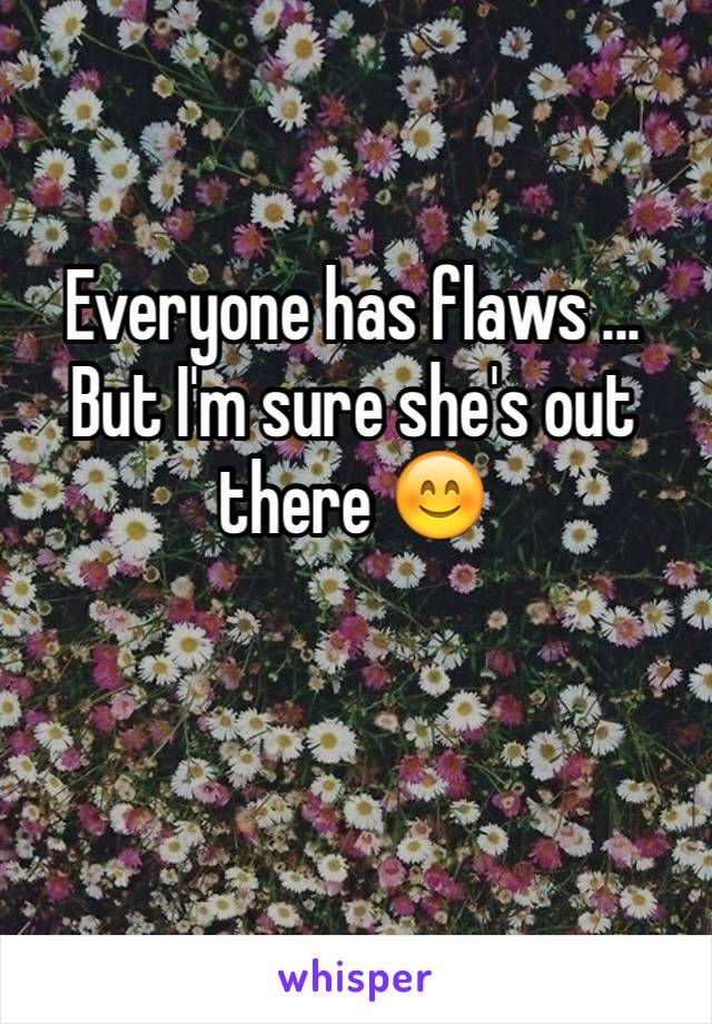 Everyone has flaws ... But I'm sure she's out there 😊