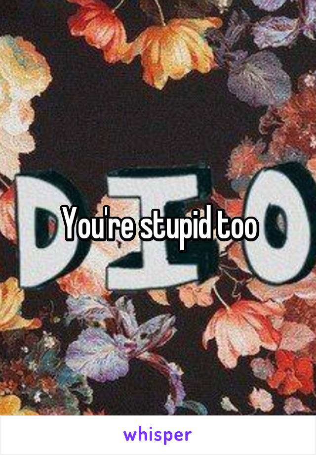 You're stupid too