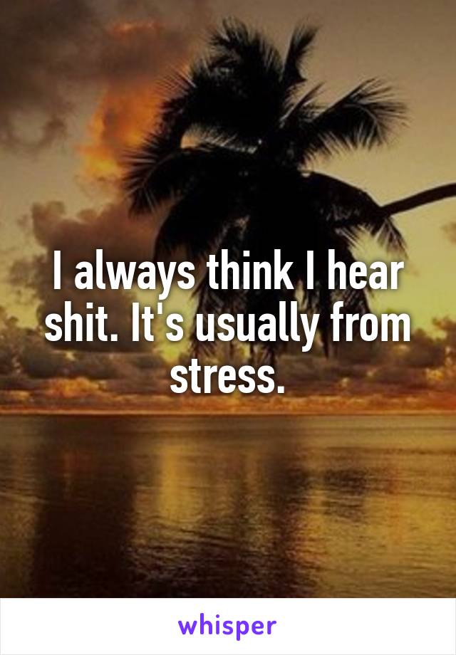 I always think I hear shit. It's usually from stress.