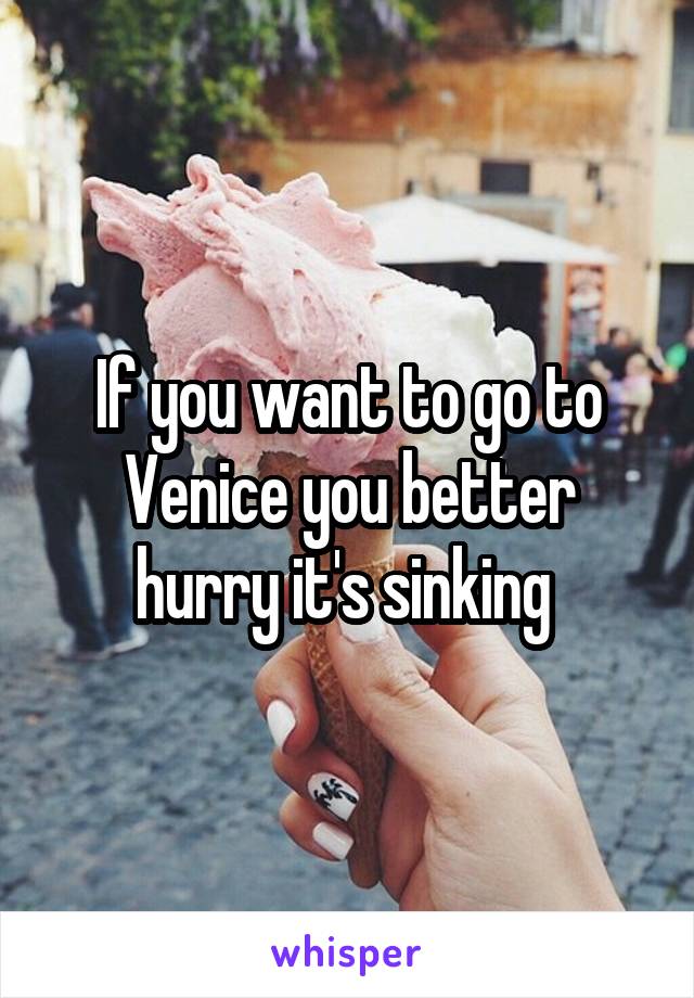 If you want to go to Venice you better hurry it's sinking 