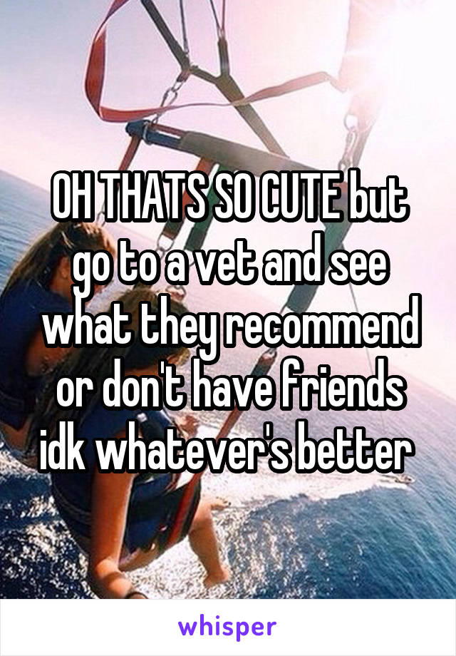 OH THATS SO CUTE but go to a vet and see what they recommend or don't have friends idk whatever's better 