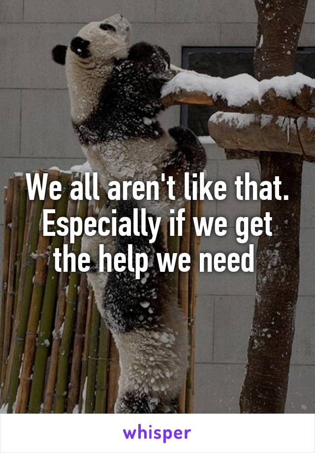 We all aren't like that. Especially if we get the help we need 