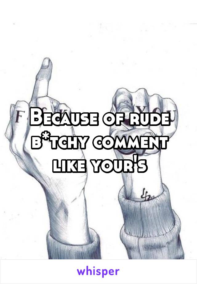 Because of rude b*tchy comment like your's