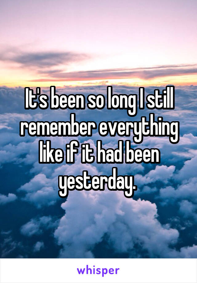 It's been so long I still remember everything like if it had been yesterday. 