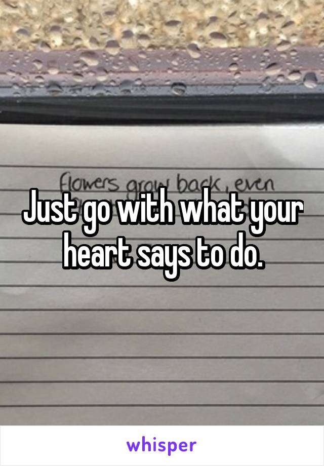 Just go with what your heart says to do.
