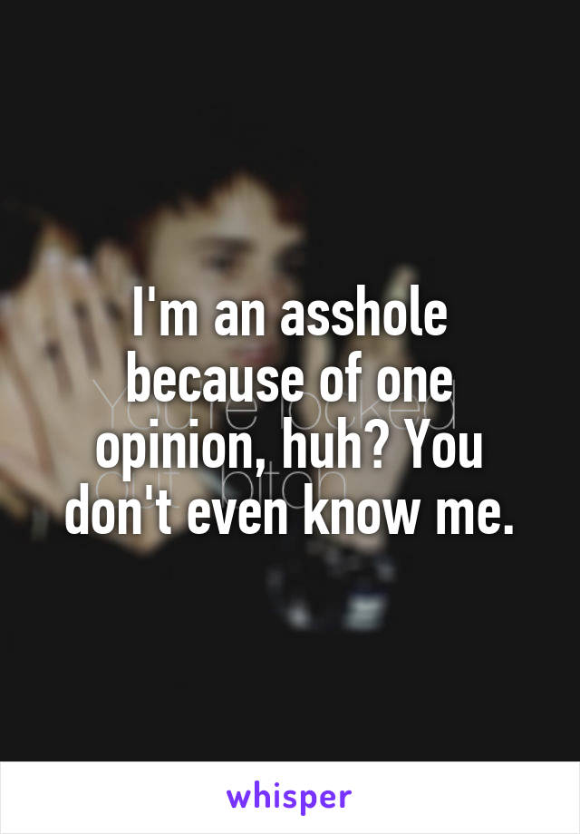 I'm an asshole because of one opinion, huh? You don't even know me.