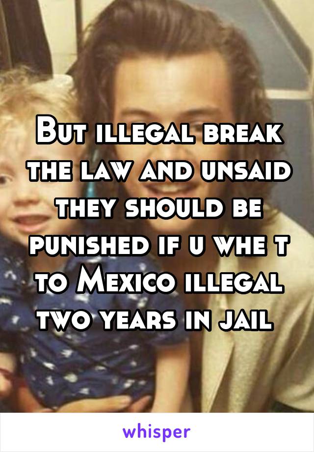 But illegal break the law and unsaid they should be punished if u whe t to Mexico illegal two years in jail 