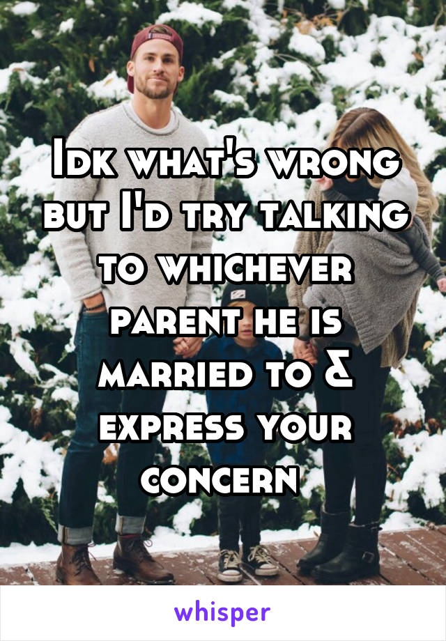 Idk what's wrong but I'd try talking to whichever parent he is married to & express your concern 