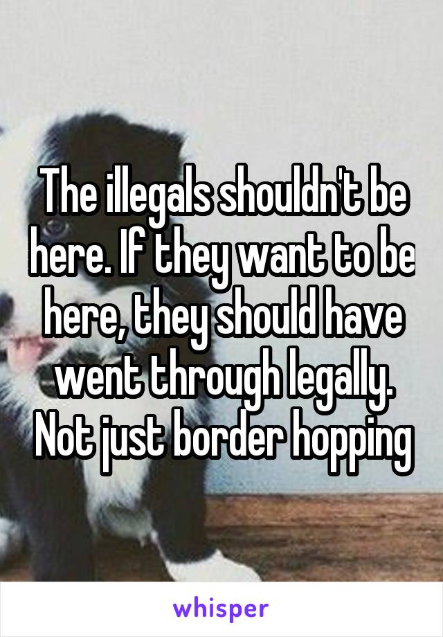 The illegals shouldn't be here. If they want to be here, they should have went through legally. Not just border hopping