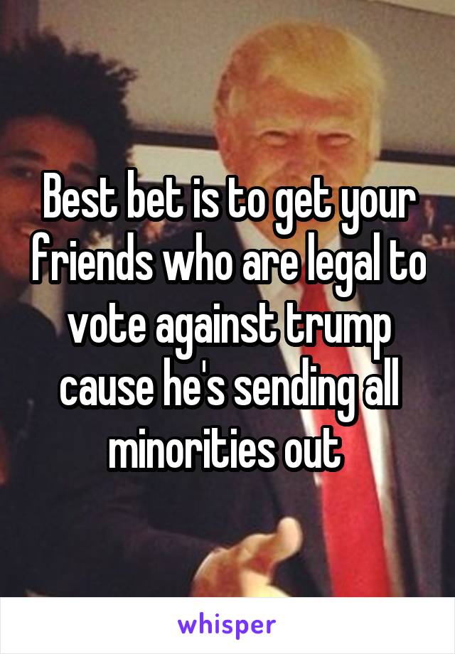 Best bet is to get your friends who are legal to vote against trump cause he's sending all minorities out 