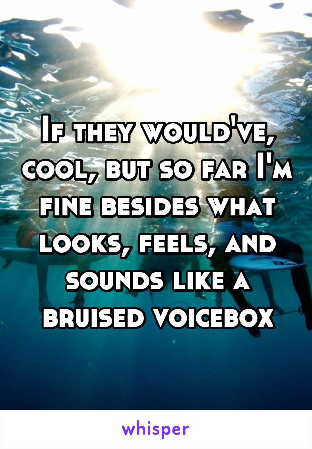 If they would've, cool, but so far I'm fine besides what looks, feels, and sounds like a bruised voicebox