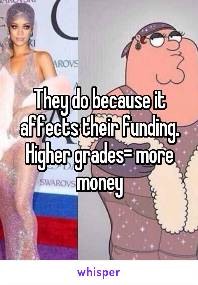 They do because it affects their funding. Higher grades= more money