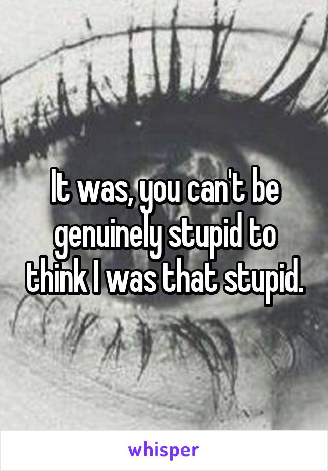 It was, you can't be genuinely stupid to think I was that stupid.