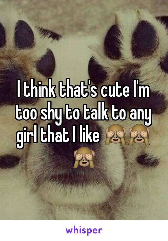 I think that's cute I'm too shy to talk to any girl that I like 🙈🙈🙈