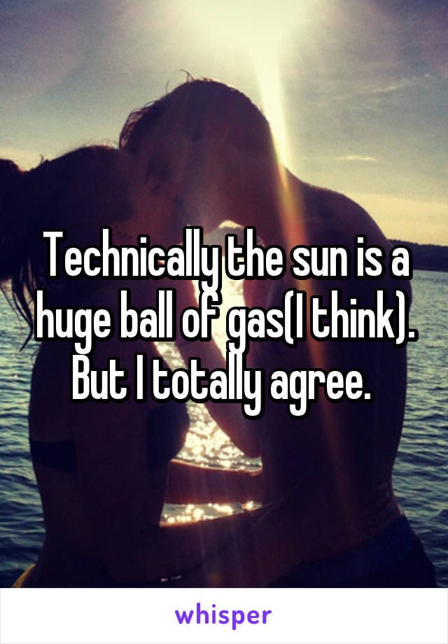 Technically the sun is a huge ball of gas(I think). But I totally agree. 