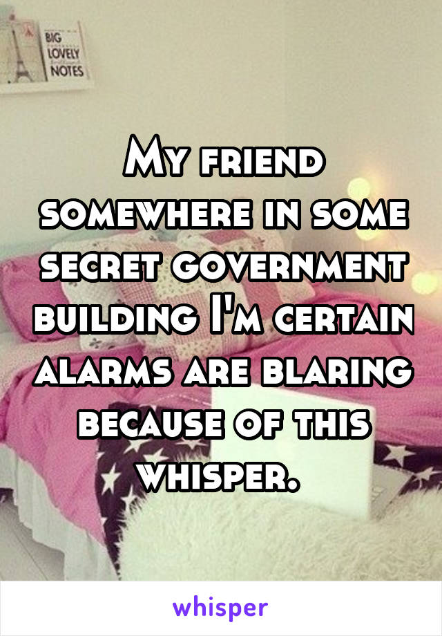 My friend somewhere in some secret government building I'm certain alarms are blaring because of this whisper. 