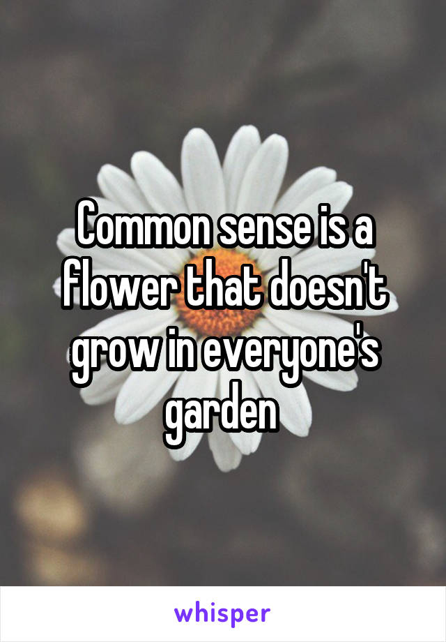 Common sense is a flower that doesn't grow in everyone's garden 