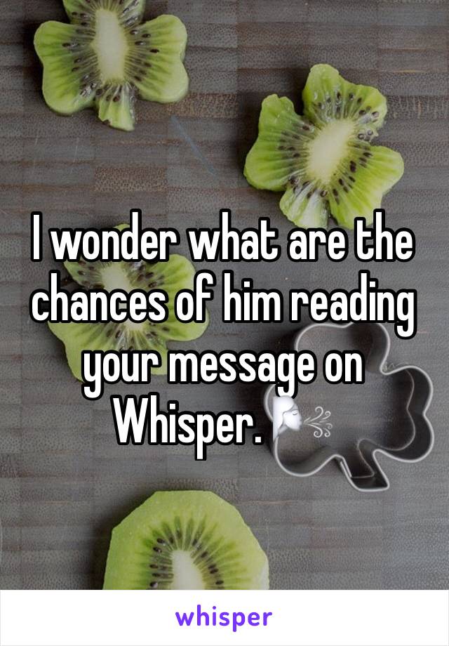 I wonder what are the chances of him reading your message on Whisper. 🌬