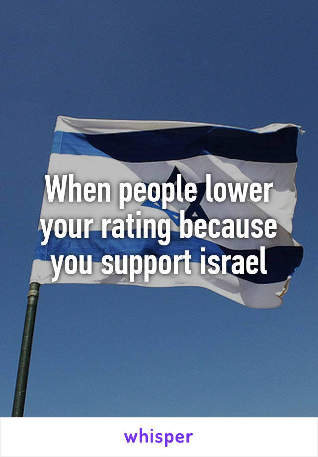 When people lower your rating because you support israel