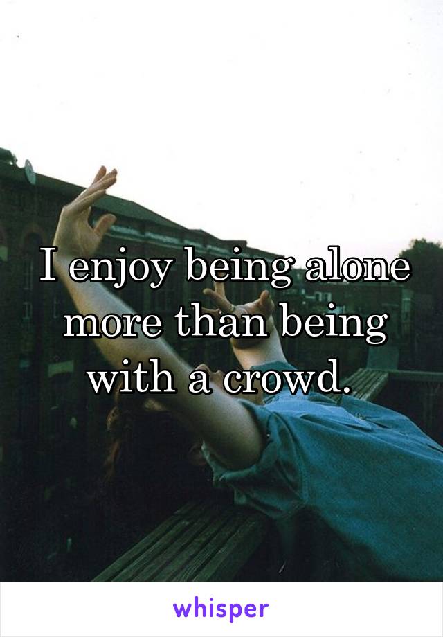 I enjoy being alone more than being with a crowd. 