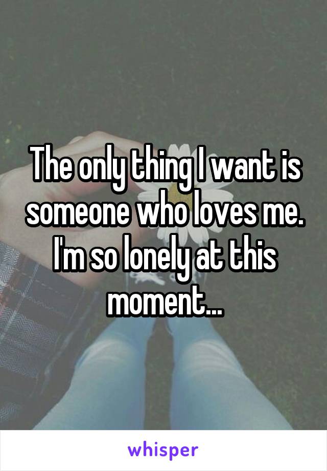 The only thing I want is someone who loves me. I'm so lonely at this moment...
