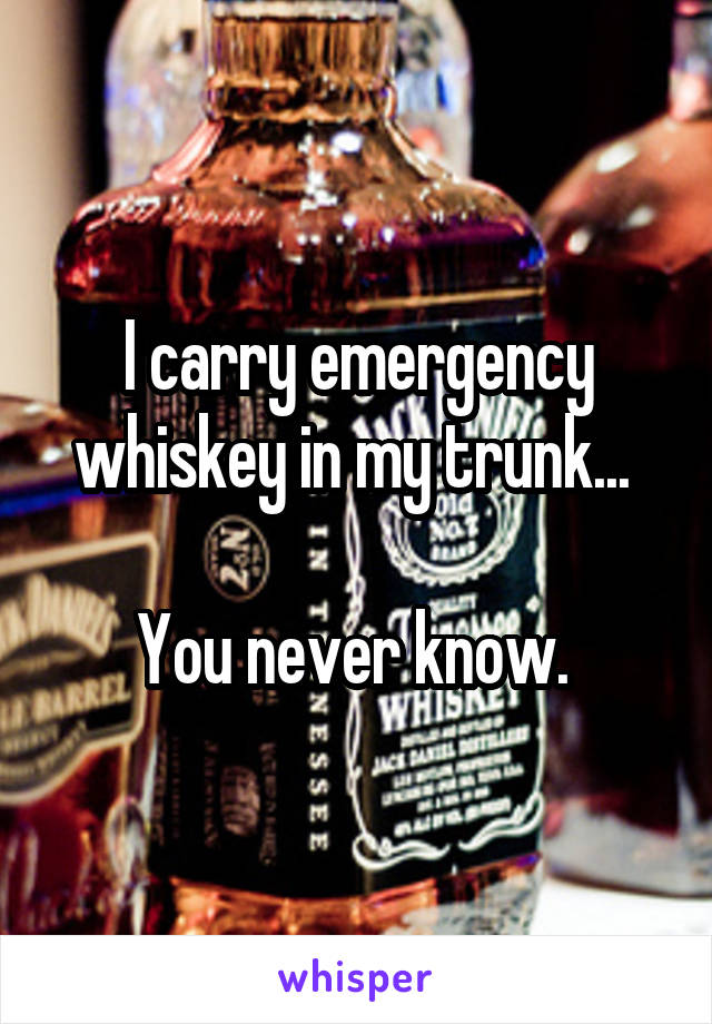 I carry emergency whiskey in my trunk... 

You never know. 
