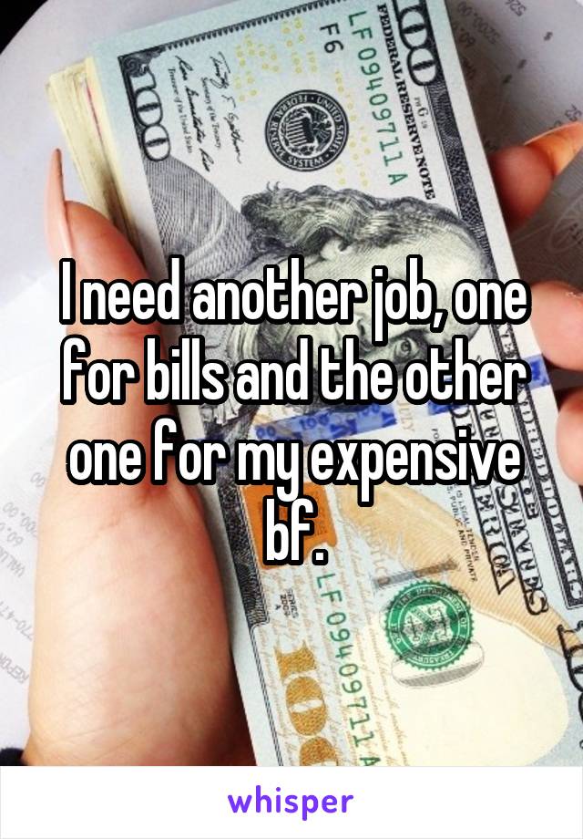I need another job, one for bills and the other one for my expensive bf.