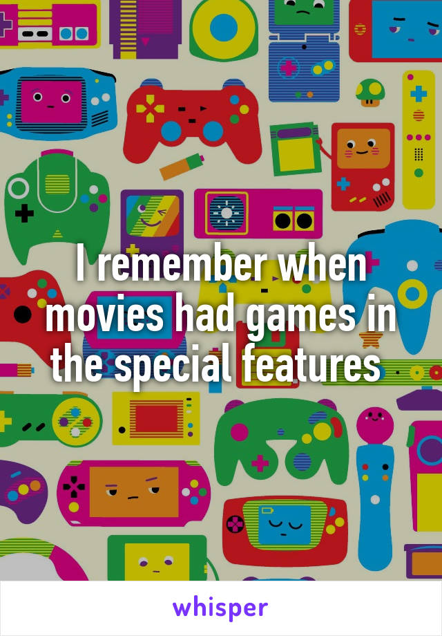 I remember when movies had games in the special features 