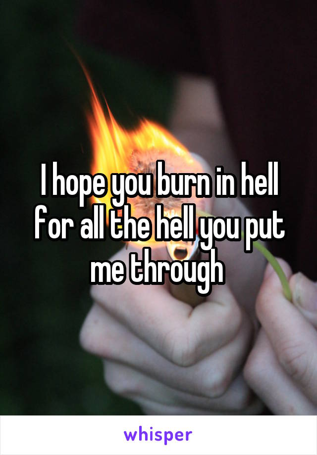I hope you burn in hell for all the hell you put me through 