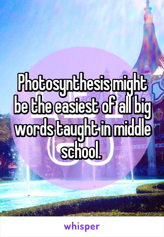 Photosynthesis might be the easiest of all big words taught in middle school. 