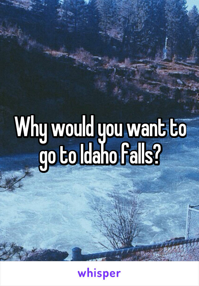 Why would you want to go to Idaho falls?