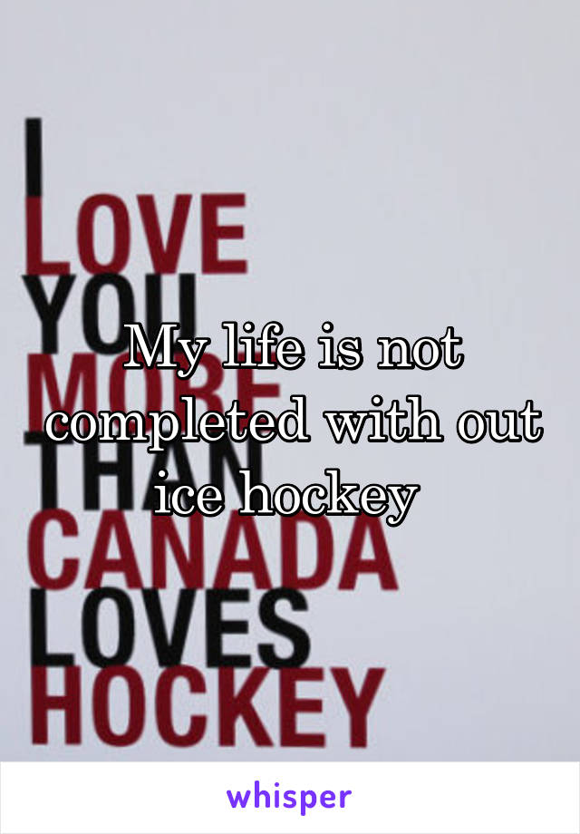My life is not completed with out ice hockey 
