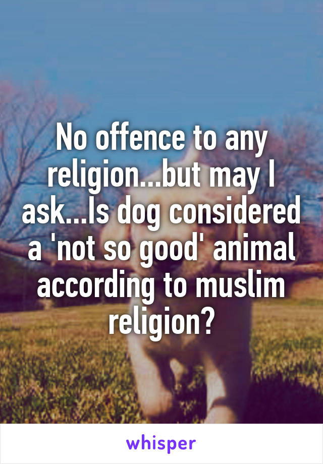 No offence to any religion...but may I ask...Is dog considered a 'not so good' animal according to muslim religion?
