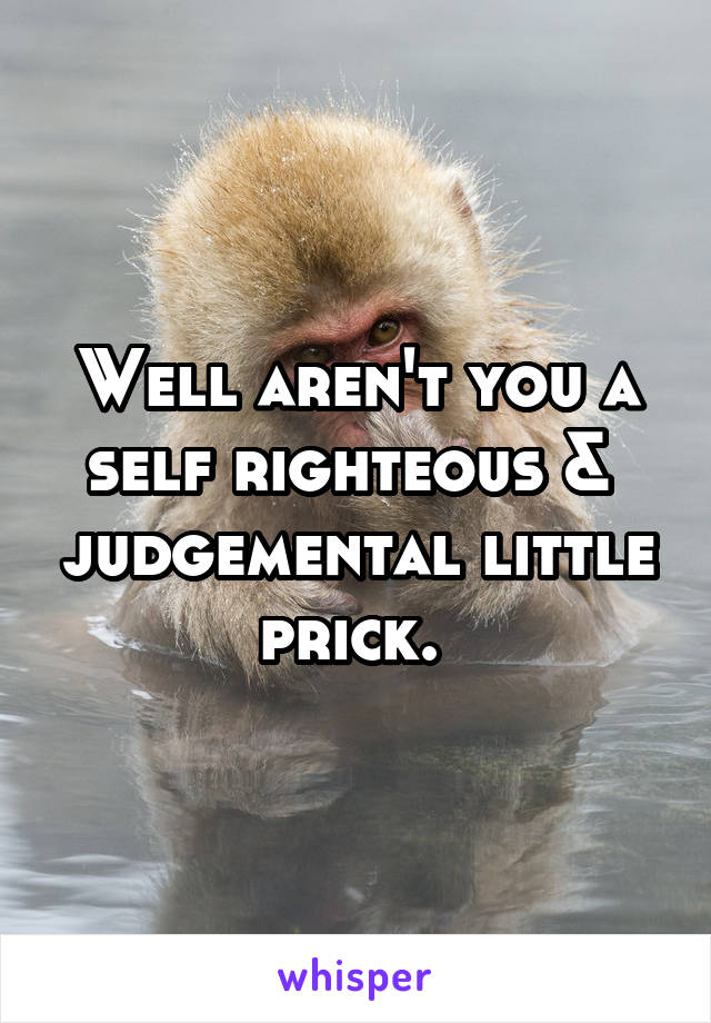 Well aren't you a self righteous &  judgemental little prick. 